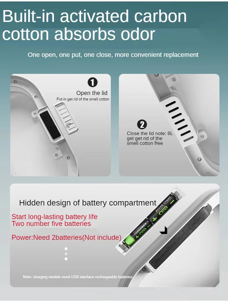 Lixeira inteligente com sensor e  à prova d'água - 7lts/8lts